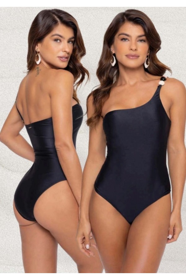 MAILLOT 1 PIÈCE MONO-BRETELLE NOIR