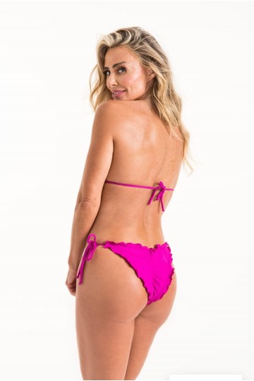 FUCHSIA PINK RUCHED CURTAIN SWIMSUIT TOP